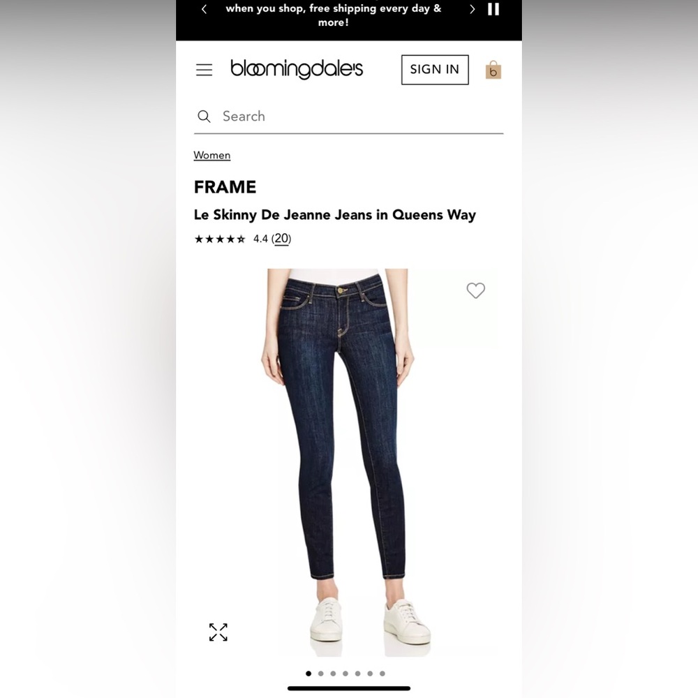 $199 Frame Denim dark wash skinny jeans size 25 bought from Bloomingdale’s